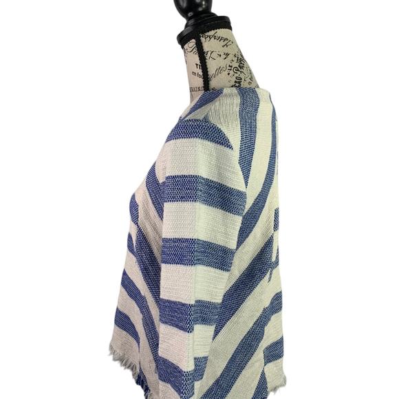 ZARA BASIC COLLECTION Women's Size Small Blouse Aztec 3/4 Sleeve Raw Hem Striped - Picture 9 of 11